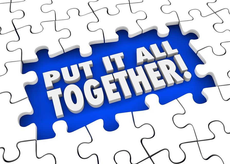 Put It All Together puzzle pieces solving mystery or problem by - PMI